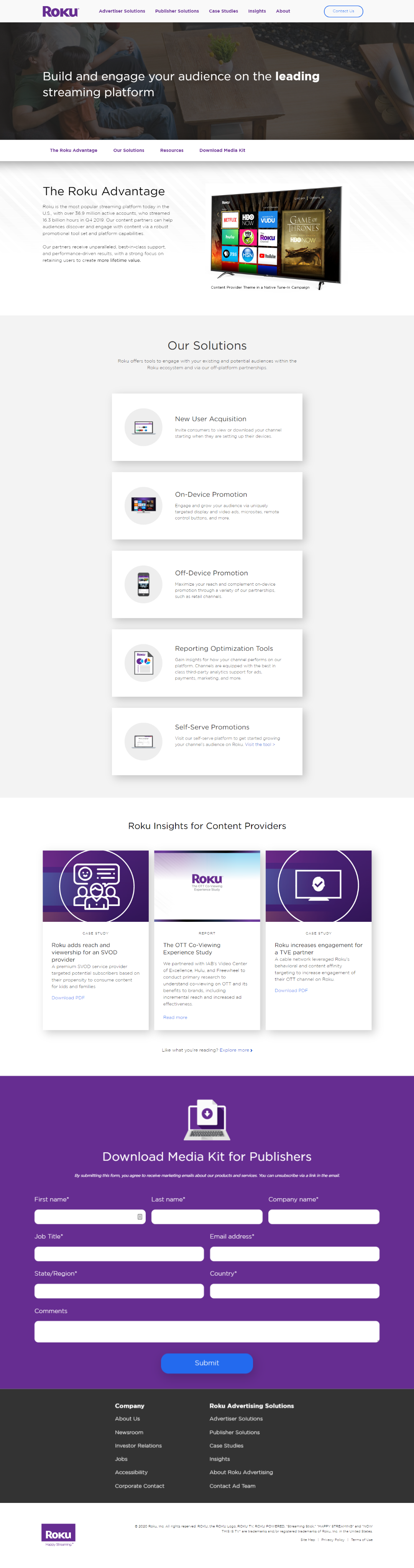 Roku’s Advertising Platform Stands Out with BeautifullyDesigned Microsite